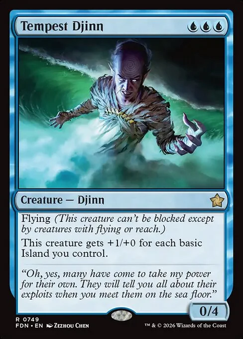 Tempest Djinn, carta Magic di tipo Creature — Djinn illustrata da Zezhou Chen