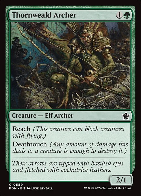 Thornweald Archer, carta Magic di tipo Creature — Elf Archer illustrata da Dave Kendall