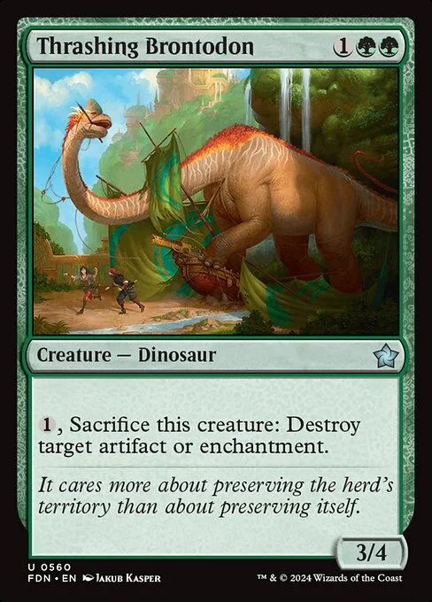 Thrashing Brontodon, carta Magic di tipo Creature — Dinosaur illustrata da Jakub Kasper
