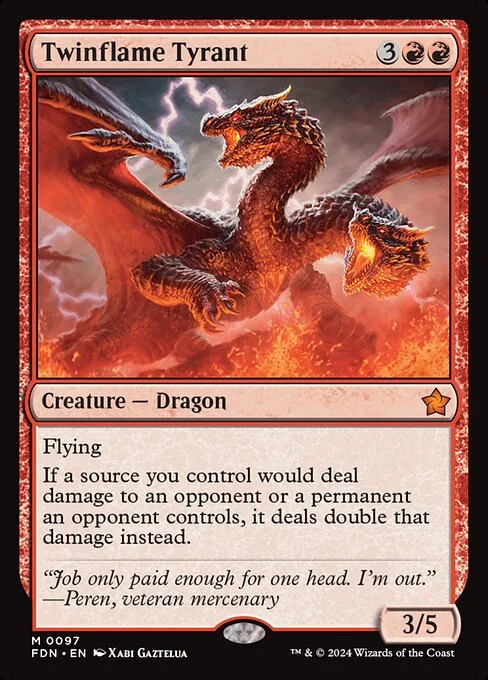 Twinflame Tyrant, carta Magic di tipo Creature — Dragon illustrata da Xabi Gaztelua