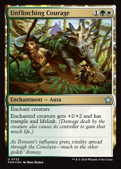 Unflinching Courage, carta Magic di tipo Enchantment — Aura illustrata da Mike Bierek