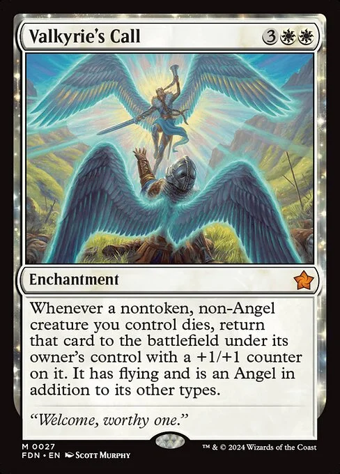 Valkyrie's Call, carta Magic di tipo Enchantment illustrata da Scott Murphy