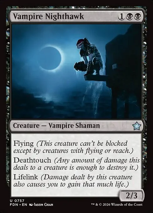 Vampire Nighthawk, carta Magic di tipo Creature — Vampire Shaman illustrata da Jason Chan