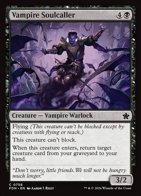 Vampire Soulcaller, carta Magic di tipo Creature — Vampire Warlock illustrata da Aaron J. Riley