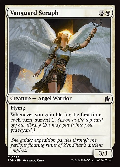 Vanguard Seraph, carta Magic di tipo Creature — Angel Warrior illustrata da Zezhou Chen
