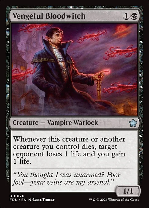 Vengeful Bloodwitch, carta Magic di tipo Creature — Vampire Warlock illustrata da Jarel Threat