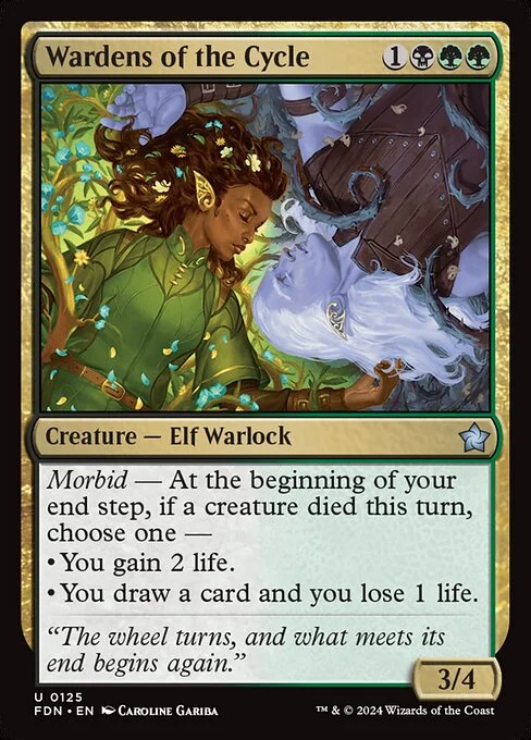 Wardens of the Cycle, carta Magic di tipo Creature — Elf Warlock illustrata da Caroline Gariba
