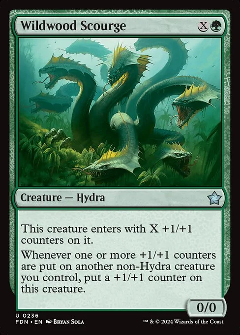 Wildwood Scourge, carta Magic di tipo Creature — Hydra illustrata da Bryan Sola