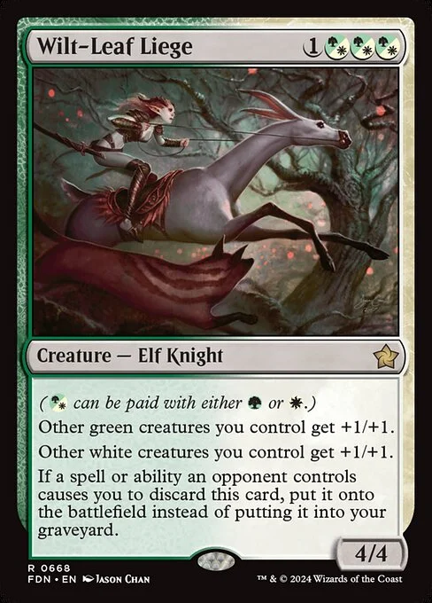 Wilt-Leaf Liege, carta Magic di tipo Creature — Elf Knight illustrata da Jason Chan