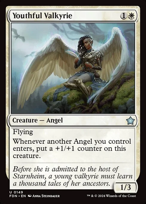 Youthful Valkyrie, carta Magic di tipo Creature — Angel illustrata da Anna Steinbauer