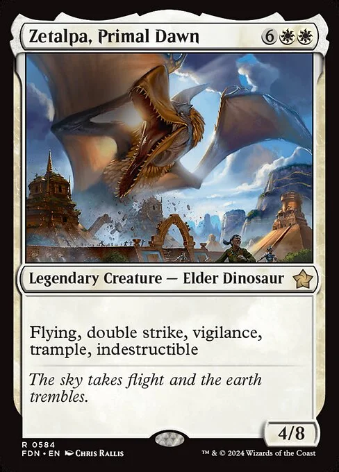 Zetalpa, Primal Dawn, carta Magic di tipo Legendary Creature — Elder Dinosaur illustrata da Chris Rallis