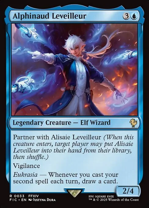 Alphinaud Leveilleur, carta Magic di tipo Legendary Creature — Elf Wizard illustrata da Justyna Dura