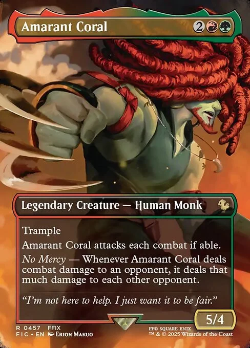 Amarant Coral, carta Magic di tipo Legendary Creature — Human Monk illustrata da Erion Makuo