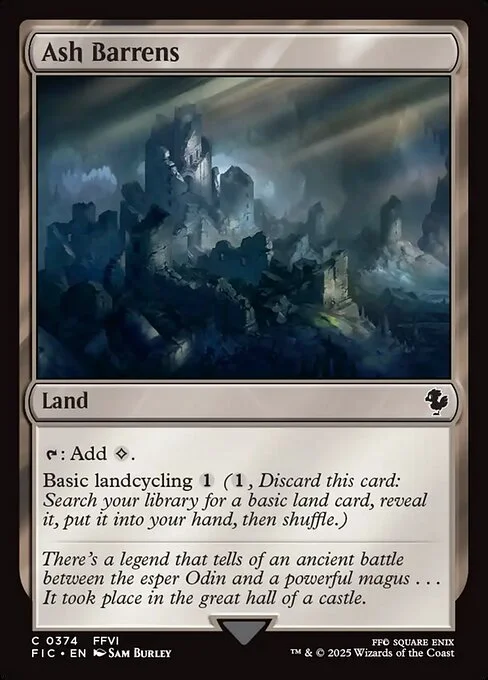 Ash Barrens, carta Magic di tipo Land illustrata da Sam Burley