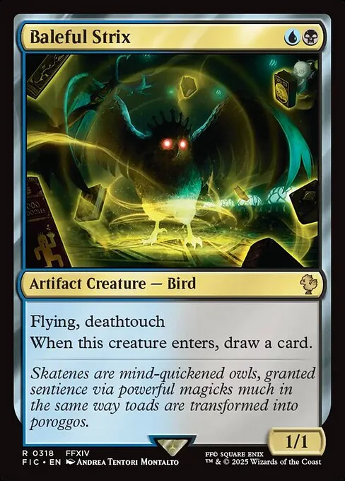 Baleful Strix, carta Magic di tipo Artifact Creature — Bird illustrata da Andrea Tentori Montalto