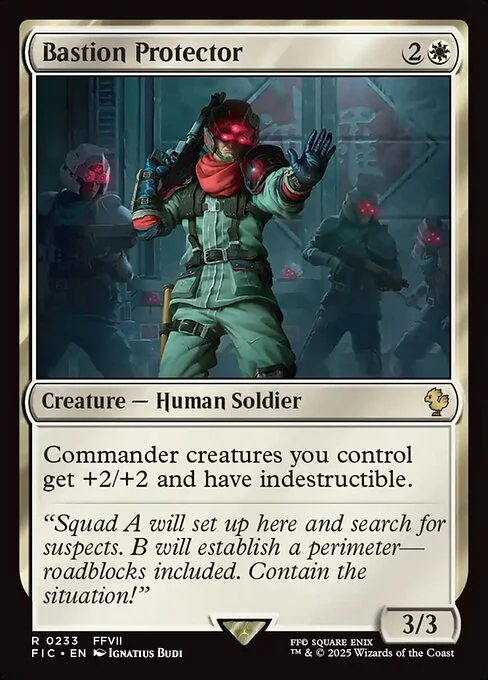 Bastion Protector, carta Magic di tipo Creature — Human Soldier illustrata da Ignatius Budi