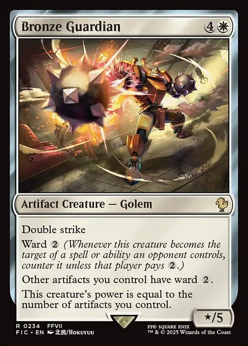 Bronze Guardian, carta Magic di tipo Artifact Creature — Golem illustrata da Hokuyuu