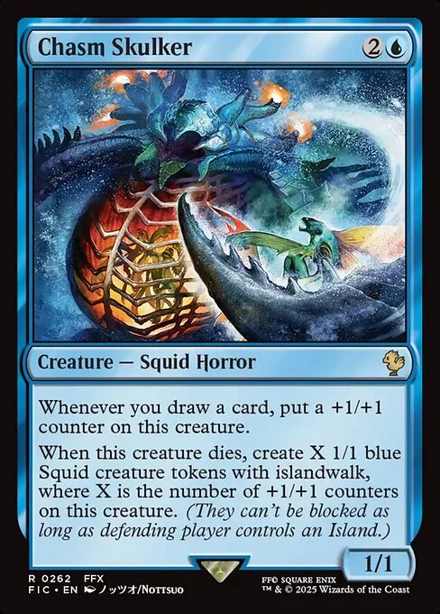 Chasm Skulker, carta Magic di tipo Creature — Squid Horror illustrata da Nottsuo
