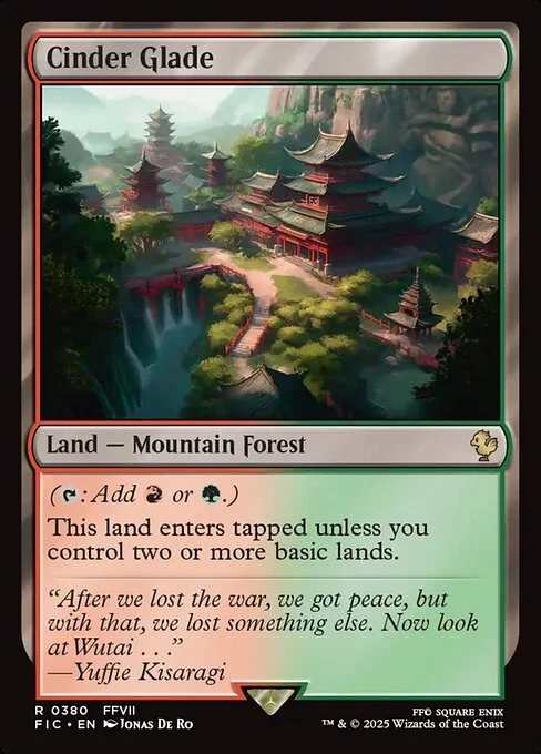 Cinder Glade, carta Magic di tipo Land — Mountain Forest illustrata da Jonas De Ro