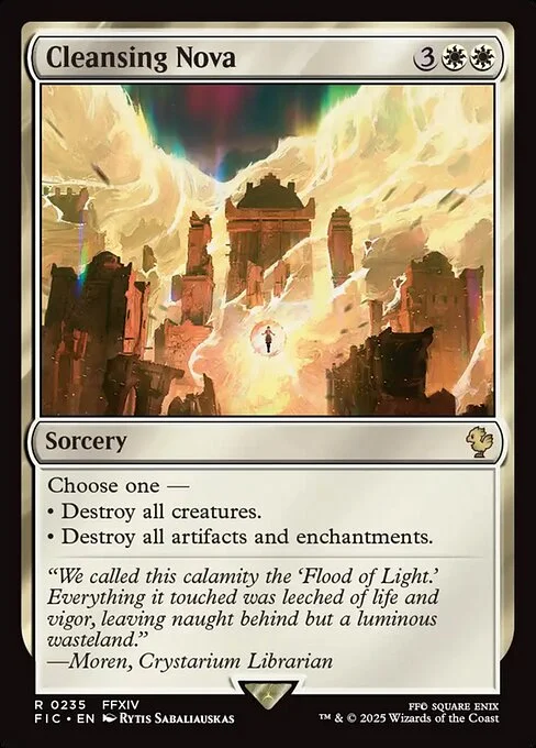 Cleansing Nova, carta Magic di tipo Sorcery illustrata da Rytis Sabaliauskas
