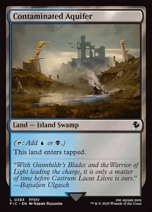 Contaminated Aquifer, carta Magic di tipo Land — Island Swamp illustrata da Jeremy Paillotin