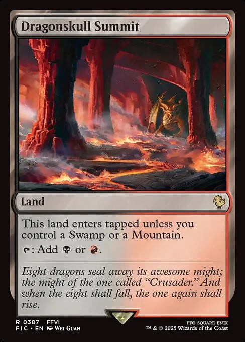 Dragonskull Summit, carta Magic di tipo Land illustrata da Wei Guan