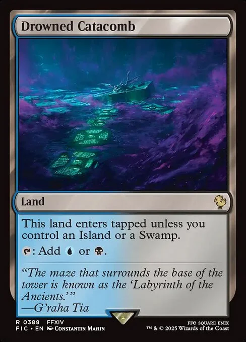 Drowned Catacomb, carta Magic di tipo Land illustrata da Constantin Marin