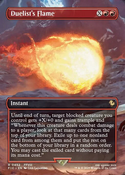 Duelist's Flame, carta Magic di tipo Instant illustrata da Lius Lasahido
