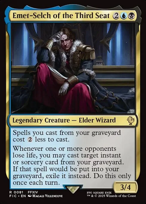 Emet-Selch of the Third Seat, carta Magic di tipo Legendary Creature — Elder Wizard illustrata da Magali Villeneuve