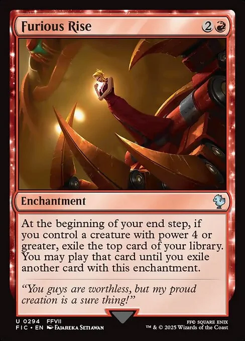 Furious Rise, carta Magic di tipo Enchantment illustrata da Fajareka Setiawan