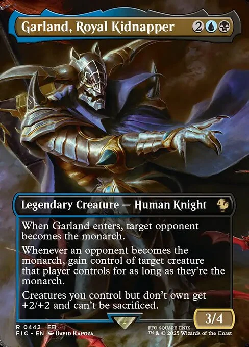 Garland, Royal Kidnapper, carta Magic di tipo Legendary Creature — Human Knight illustrata da David Rapoza