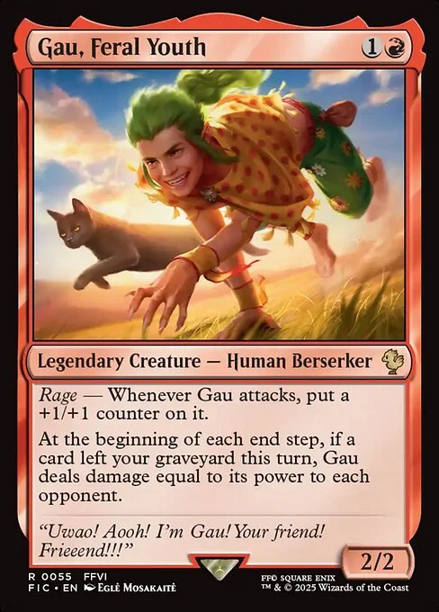 Gau, Feral Youth, carta Magic di tipo Legendary Creature — Human Berserker illustrata da Eglė Mosakaitė