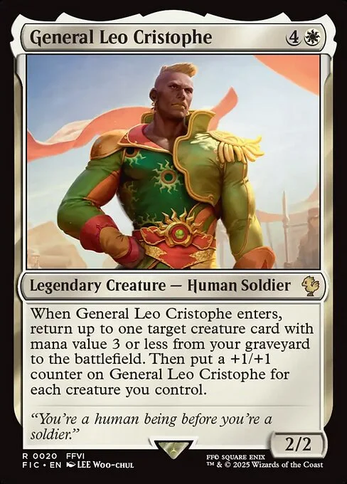 General Leo Cristophe, carta Magic di tipo Legendary Creature — Human Soldier illustrata da Lee Woo-chul