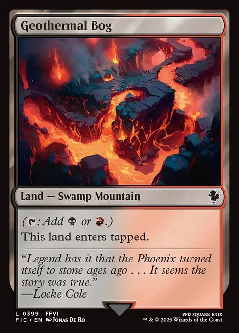 Geothermal Bog, carta Magic di tipo Land — Swamp Mountain illustrata da Jonas De Ro