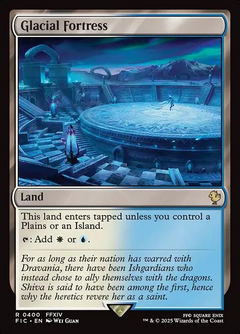 Glacial Fortress, carta Magic di tipo Land illustrata da Wei Guan