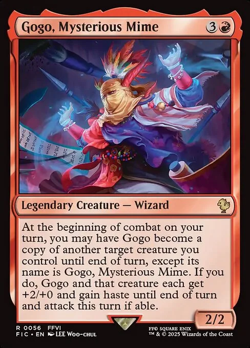 Gogo, Mysterious Mime, carta Magic di tipo Legendary Creature — Wizard illustrata da Lee Woo-chul