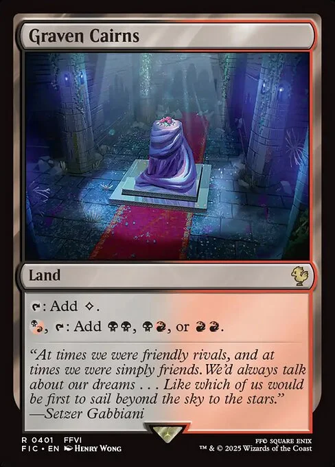 Graven Cairns, carta Magic di tipo Land illustrata da Henry Wong