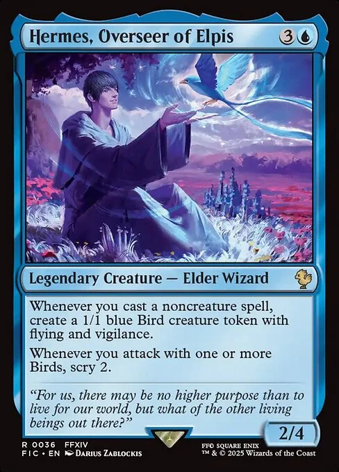Hermes, Overseer of Elpis, carta Magic di tipo Legendary Creature — Elder Wizard illustrata da Darius Zablockis