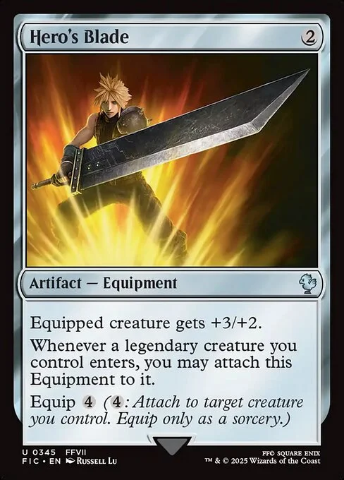 Hero's Blade, carta Magic di tipo Artifact — Equipment illustrata da Russell Dongjun Lu
