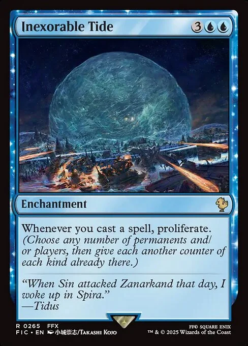 Inexorable Tide, carta Magic di tipo Enchantment illustrata da Takashi Kojo