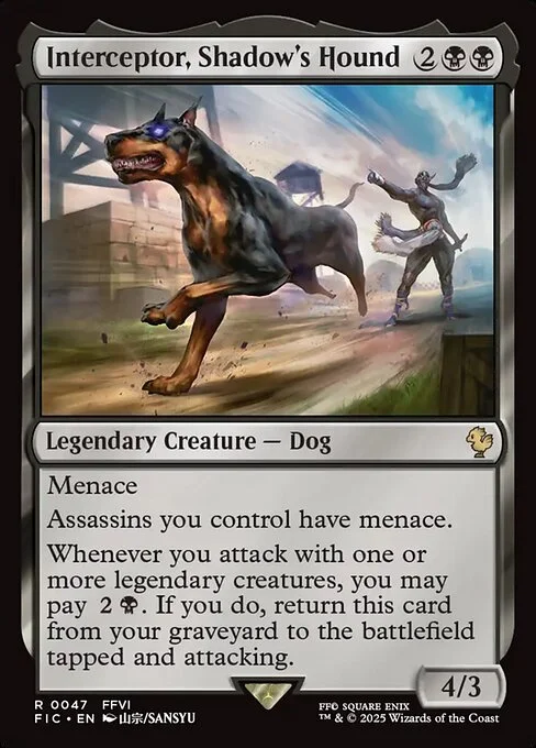 Interceptor, Shadow's Hound, carta Magic di tipo Legendary Creature — Dog illustrata da Sansyu