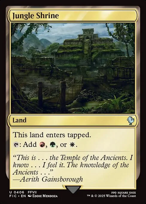 Jungle Shrine, carta Magic di tipo Land illustrata da Eddie Mendoza