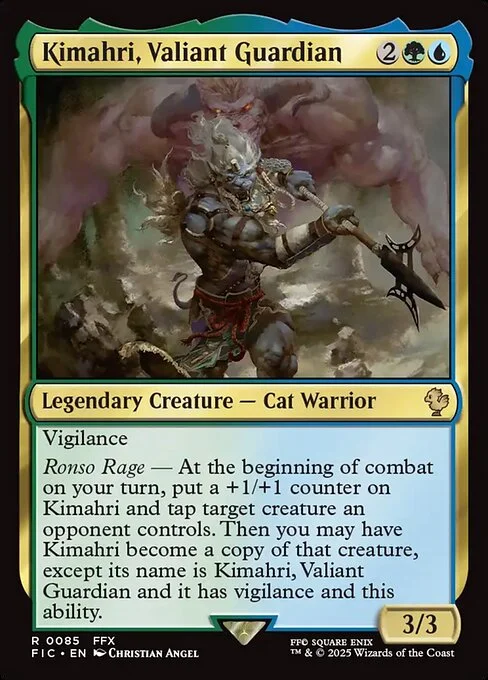 Kimahri, Valiant Guardian, carta Magic di tipo Legendary Creature — Cat Warrior illustrata da Christian Angel