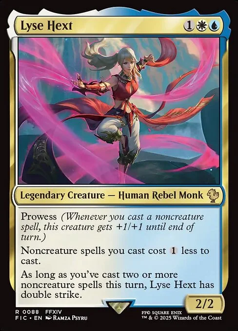Lyse Hext, carta Magic di tipo Legendary Creature — Human Rebel Monk illustrata da Ramza Psyru