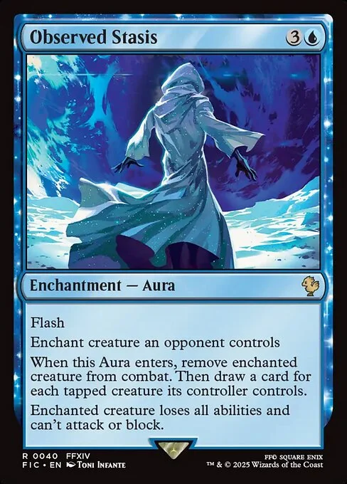 Observed Stasis, carta Magic di tipo Enchantment — Aura illustrata da Toni Infante