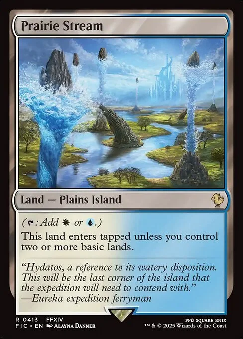 Prairie Stream, carta Magic di tipo Land — Plains Island illustrata da Alayna Danner