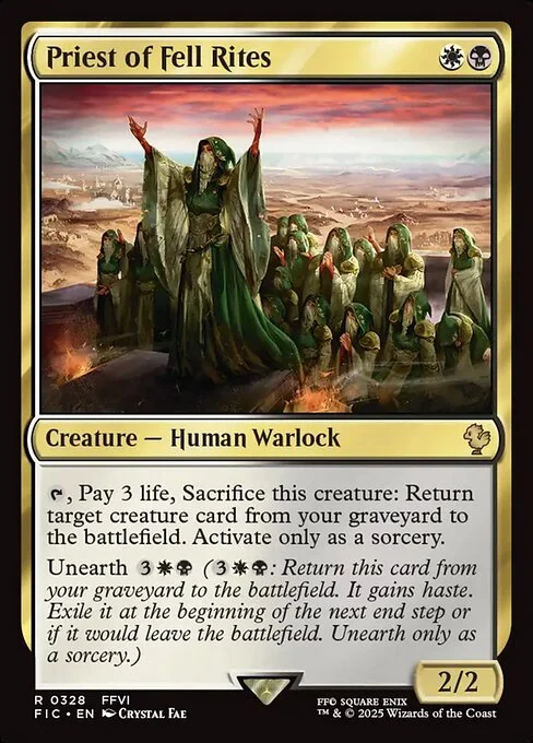 Priest of Fell Rites, carta Magic di tipo Creature — Human Warlock illustrata da Crystal Fae