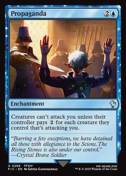Propaganda, carta Magic di tipo Enchantment illustrata da Gintas Galvanauskas