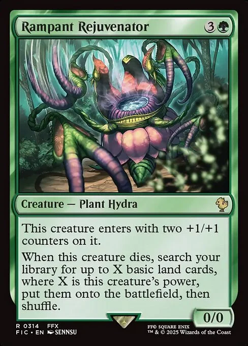 Rampant Rejuvenator, carta Magic di tipo Creature — Plant Hydra illustrata da SENNSU
