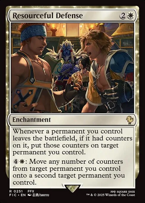 Resourceful Defense, carta Magic di tipo Enchantment illustrata da Shiyu